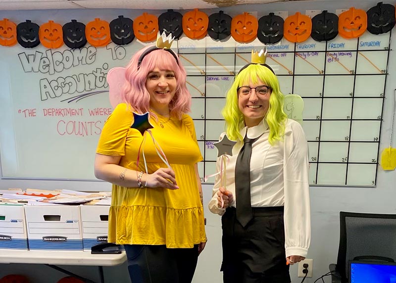 employees at Halloween party