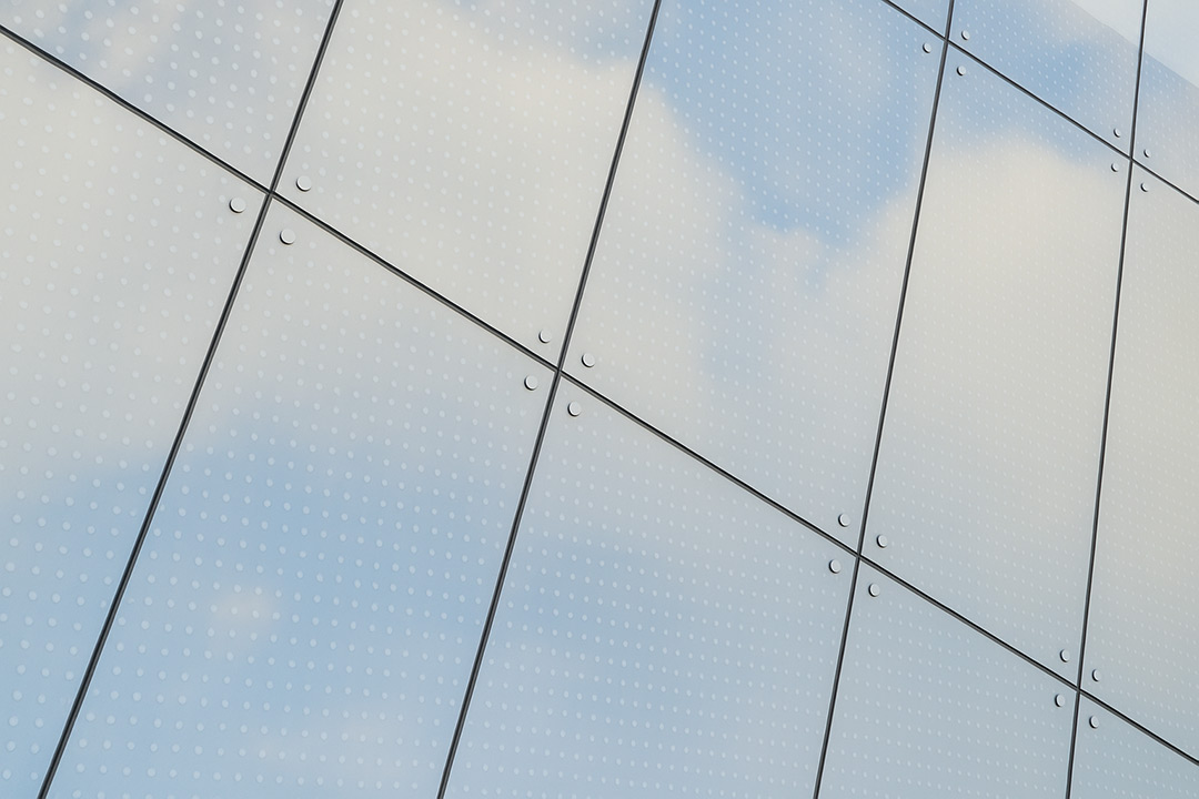 glass window panels with bird-friendly pattern